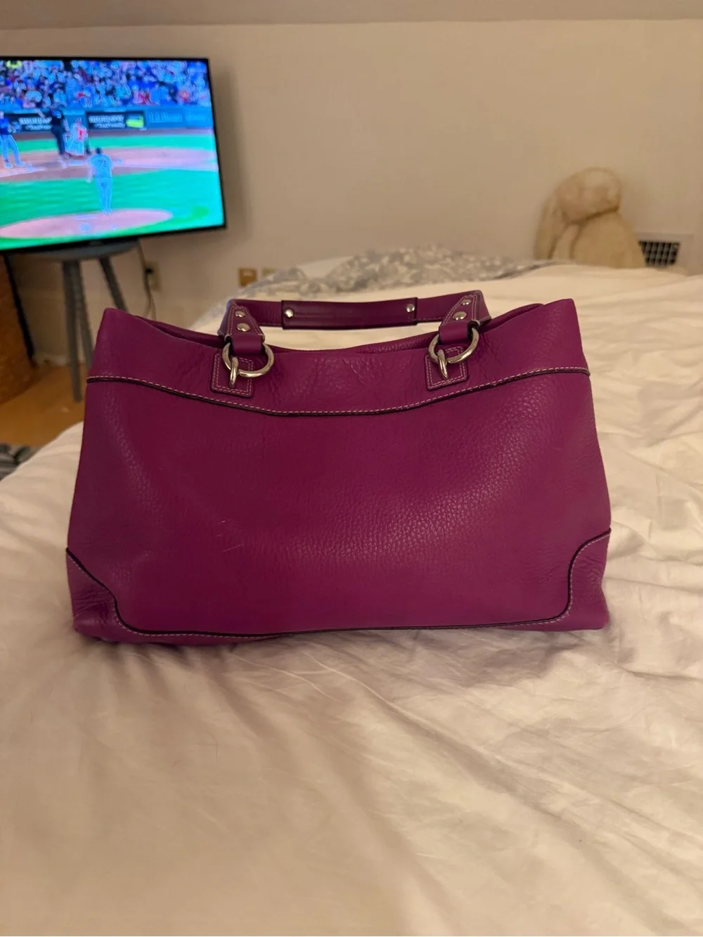 Coach Purple Pebbled Leather Shoulder Bag